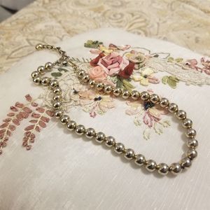 Gold Tone Monet Vintage Bead Metal Necklace
